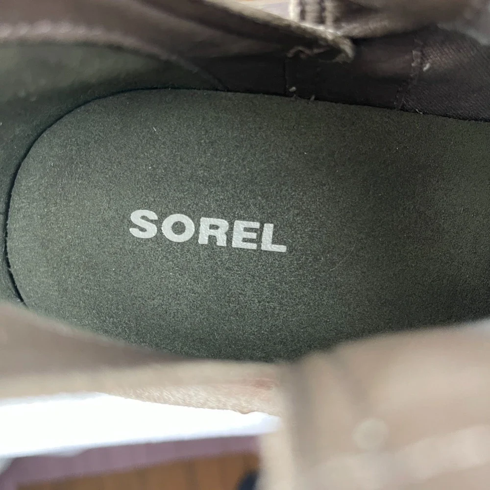 Sorel Women's Cate Ankle Booties 9.5 Taupe Suede Block Heel Cut-Out Boots Boho